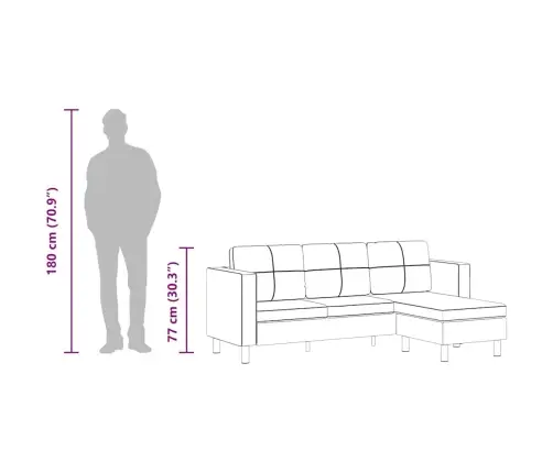 Stūra Dīvāns, Trīsvietīgs, Melna Mākslīgā Āda    Vidaxl