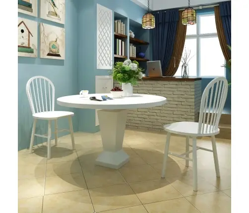 Virtuves Krēsli, 2 Gab., Balts Gumijas Masīvkoks Vidaxl