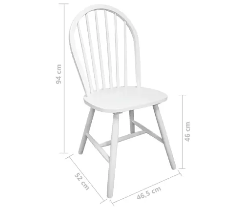 Virtuves Krēsli, 4 Gab., Balti, Masīvs Gumijkoks Vidaxl