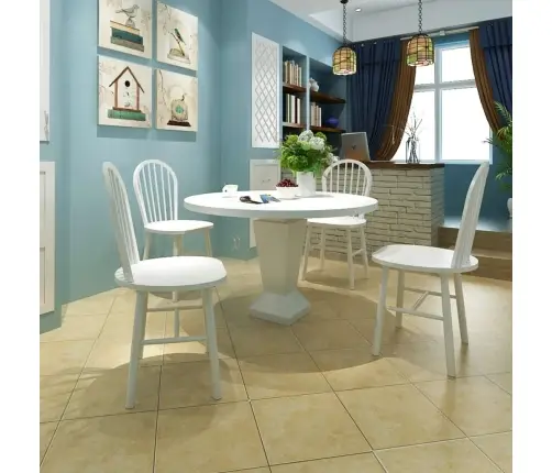 Virtuves Krēsli, 4 Gab., Balti, Masīvs Gumijkoks Vidaxl