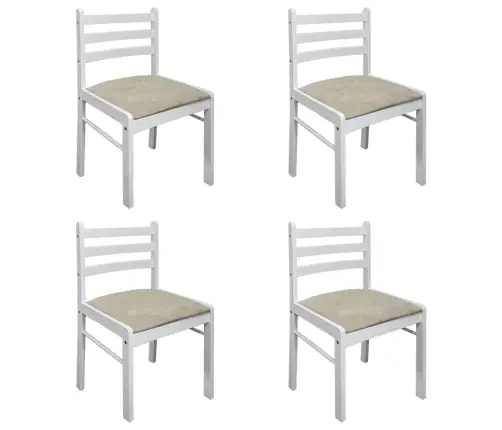 Virtuves Krēsli, 4 Gab., Balts, Masīvs Gumijkoks Un Samts Vidaxl