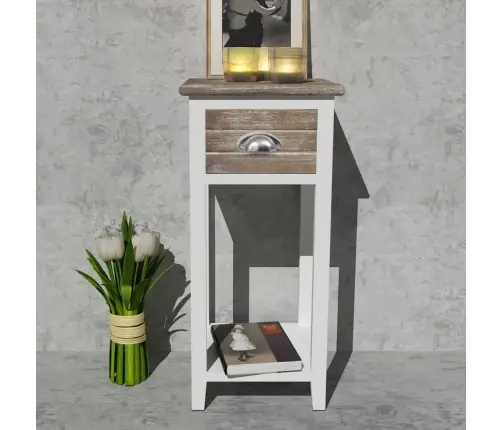 Naktinis Staliukas Su Stalčiuku, Rudas Ir Baltas