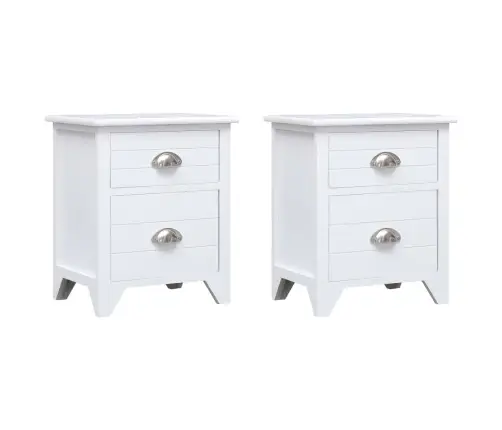 Naktiniai Staliukai, 2 Vnt., Su 2 Stalčiais, Baltas