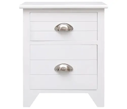 Naktiniai Staliukai, 2 Vnt., Su 2 Stalčiais, Baltas