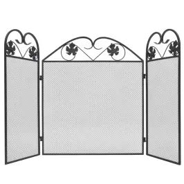 3-Paneļu Kamīna Aizsegs, Dzelzs, Melns Vidaxl