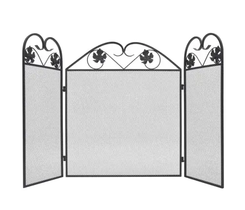 3-Paneļu Kamīna Aizsegs, Dzelzs, Melns Vidaxl