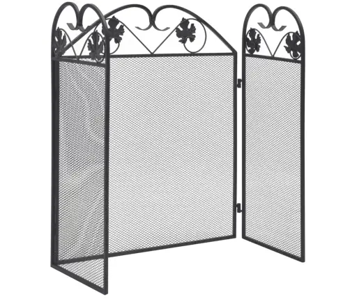 3-Paneļu Kamīna Aizsegs, Dzelzs, Melns Vidaxl