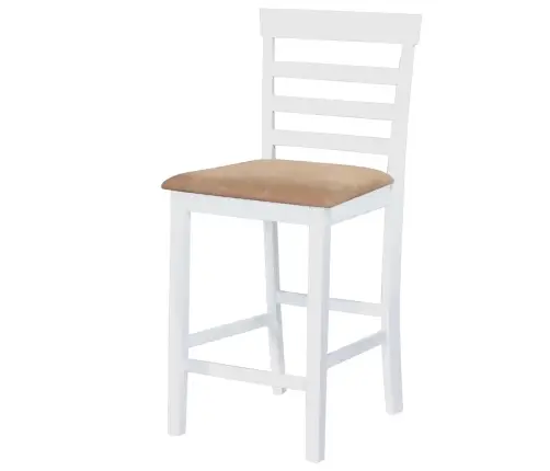 Medinio Baro Staliuko Ir 4 Baro Kėdžių Komplektas, Baltas