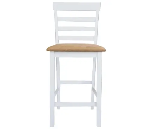 Medinio Baro Staliuko Ir 4 Baro Kėdžių Komplektas, Baltas