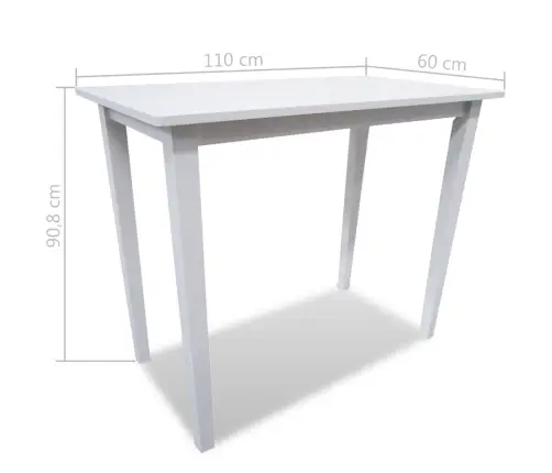 Medinio Baro Staliuko Ir 4 Baro Kėdžių Komplektas, Baltas