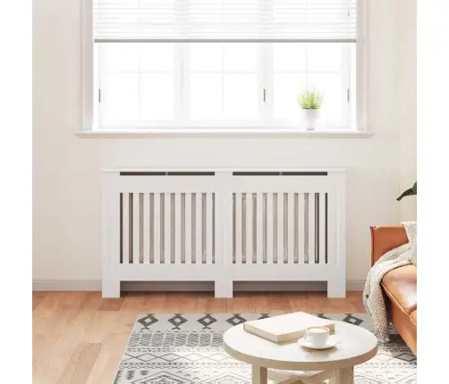 Baltos Mdf Grotelės Radiatoriui Paslėpti Su Lentyna, 152 Cm