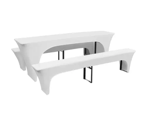 Staipīgi Alus Galda Un Solu Pārvalki, 3 Gab., 220X50X80 Cm, Balts