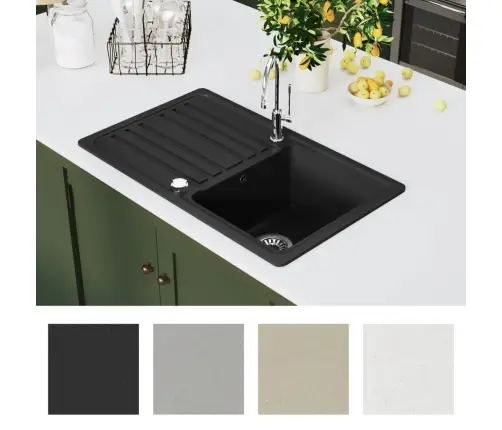 Pööratav Graniidiist Köögivalamu, Must