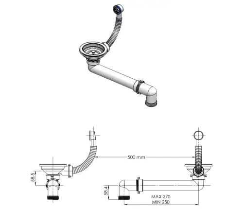 Pööratav Graniidiist Köögivalamu, Must
