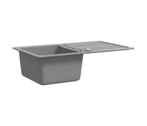 Granīta Virtuves Izlietne Ar Padziļinājumu Un Vietu Žāvēšanai, Pelēka