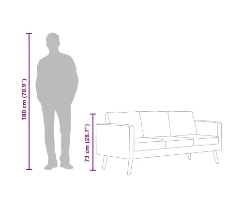 Dīvāns, Trīsvietīgs, Gaiši Pelēks Audums  Vidaxl