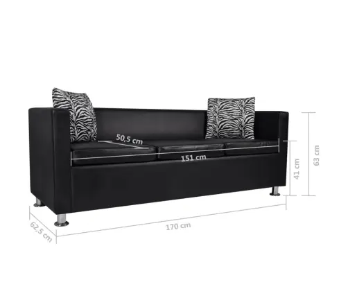 3 Istekohaga Diivan, Kunstnahast, Must