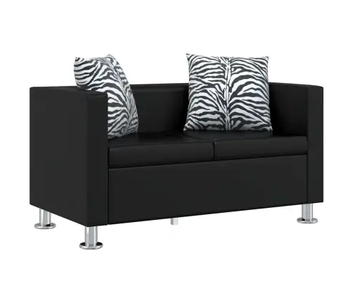 Dīvāns, Divvietīgs, Melna Mākslīgā Āda  Vidaxl