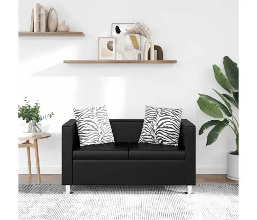 Dīvāns, Divvietīgs, Melna Mākslīgā Āda  Vidaxl
