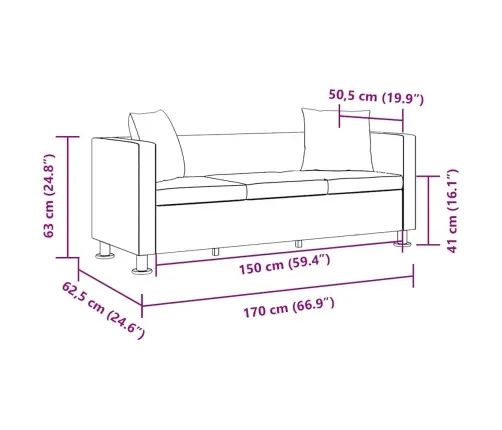Dīvāns, Trīsvietīgs, Balta Mākslīgā Āda  Vidaxl