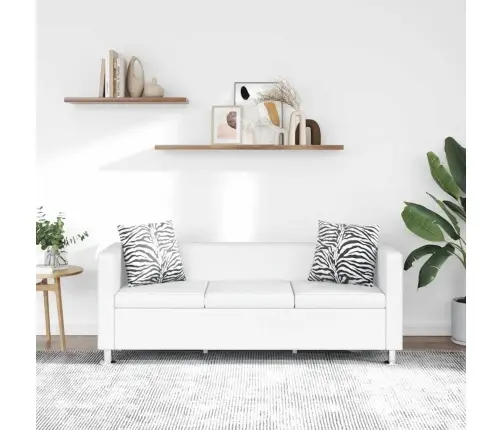 Dīvāns, Trīsvietīgs, Balta Mākslīgā Āda  Vidaxl