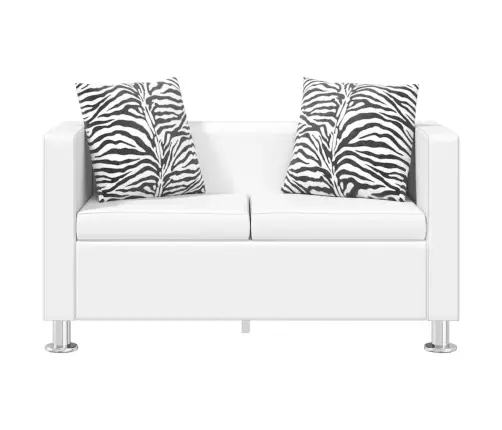 Sofa, Dvivietė, Dirbtinė Oda, Balta