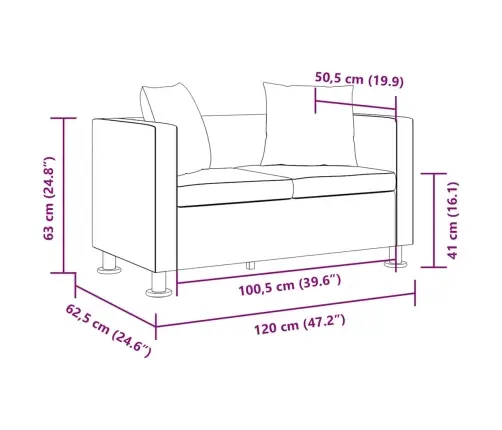 Sofa, Dvivietė, Dirbtinė Oda, Balta
