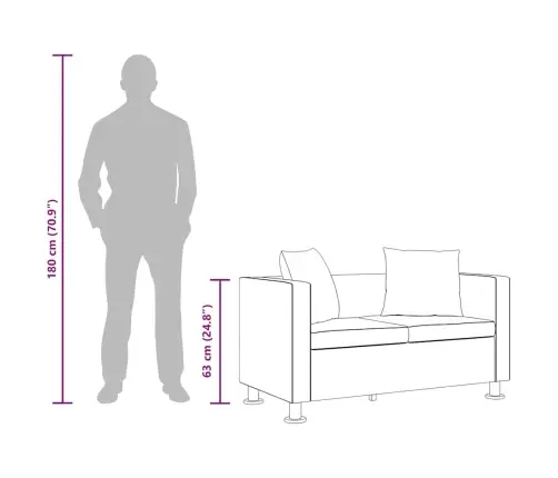 Sofa, Dvivietė, Dirbtinė Oda, Balta