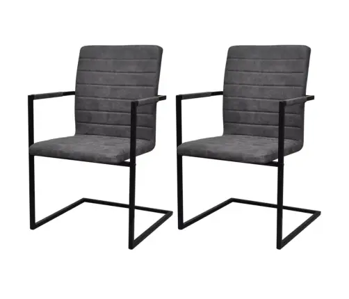 Konsoles Virtuves Krēsli, 2 Gab., Pelēka Mākslīgā Āda Vidaxl