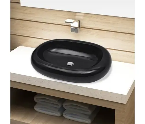 Vannas Istabas Izlietne, Melna Keramika, Ovāla