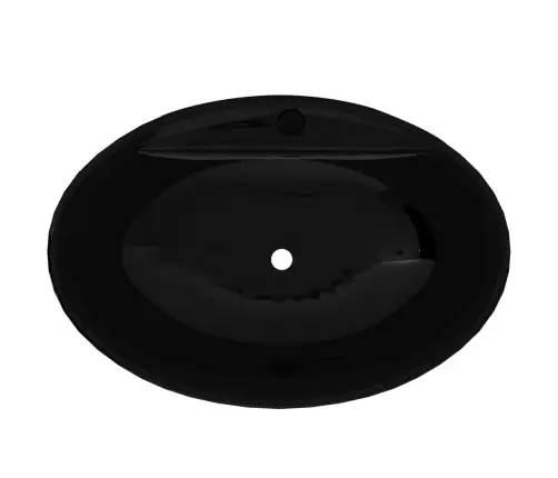 Keraamiline Kraani- Ja Ülevooluavaga Vannitoavalamu, Ovaalne, Must