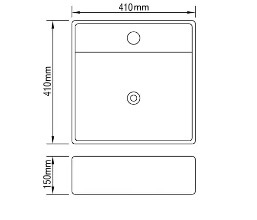 Keraamiline Vannitoavalamu Kraani- Ja Ülevoolu Avaga, Ümmargune, Ruut
