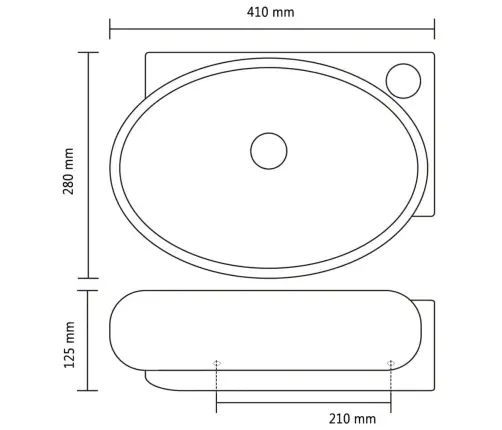 Keraamiline Kraani- Ja Ülevoolu Avaga Vannitoavalamu, Ümmargune, Must