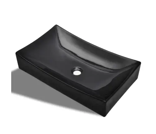 Keraminis Praustuvas Vonios Kambariui, Juodas, Stačiakampis