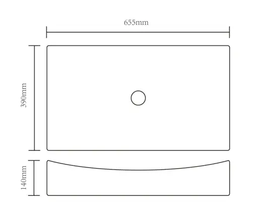 Keraminis Praustuvas Vonios Kambariui, Juodas, Stačiakampis