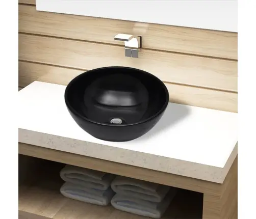 Vannas Istabas Izlietne, Melna Keramika, Apaļa