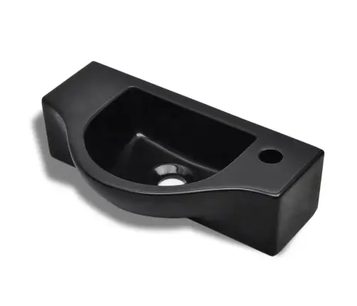 Keramikinis Praustuvas Su Anga Maišytuvui, Juodas