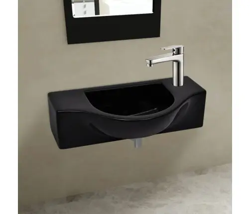 Keramikinis Praustuvas Su Anga Maišytuvui, Juodas