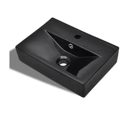 Vannitoavalamu Kraani- Ja Ülevoolu Avaga, Must, Kandiline