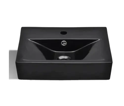 Vannitoavalamu Kraani- Ja Ülevoolu Avaga, Must, Kandiline