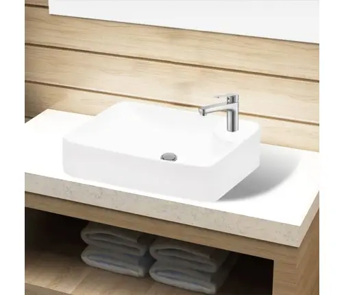 Keramikinis Vonios Praustuvas Su Anga Maišytuvui, Baltas