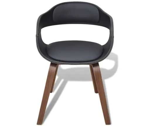 Valgomojo Kėdės, 4Vnt., Juodos, Išlenkta Mediena, Dirbtinė Oda Valgomojo Kėdės, 4Vnt., Juodos, Išlenkta Mediena, Dirbtinė Oda