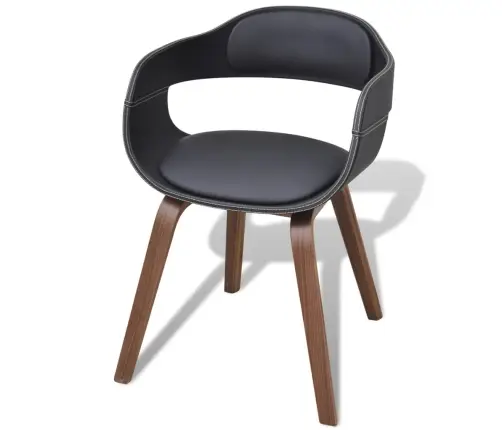 Valgomojo Kėdės, 4Vnt., Juodos, Išlenkta Mediena, Dirbtinė Oda Valgomojo Kėdės, 4Vnt., Juodos, Išlenkta Mediena, Dirbtinė Oda