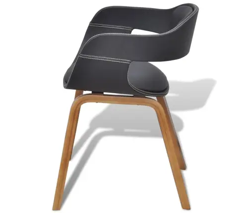 Valgomojo Kėdės, 4Vnt., Juodos, Išlenkta Mediena, Dirbtinė Oda Valgomojo Kėdės, 4Vnt., Juodos, Išlenkta Mediena, Dirbtinė Oda