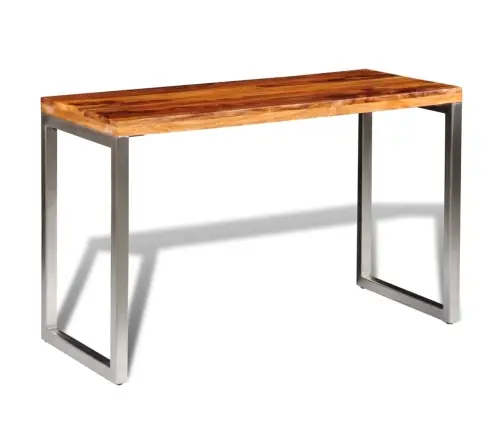 Virtuves Galds, Biroja Galds, Masīvkoks, Tērauda Kājas Vidaxl