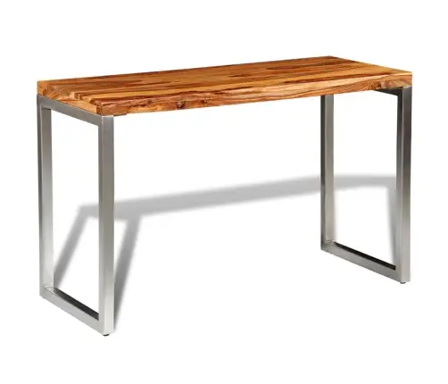 Virtuves Galds, Biroja Galds, Masīvkoks, Tērauda Kājas Vidaxl