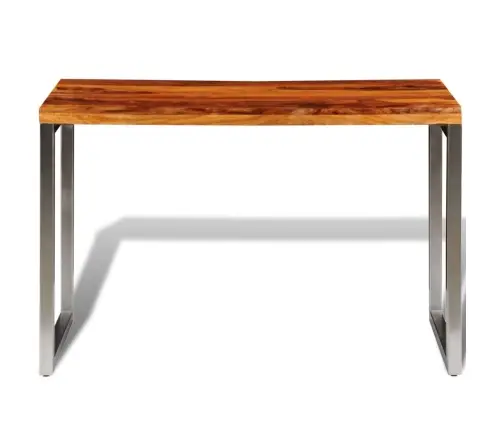 Virtuves Galds, Biroja Galds, Masīvkoks, Tērauda Kājas Vidaxl