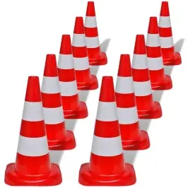 Kümme Helkurribaga Punast Ja Valget Koonust, 50 Cm