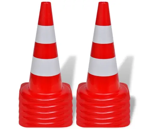 Kümme Helkurribaga Punast Ja Valget Koonust, 50 Cm