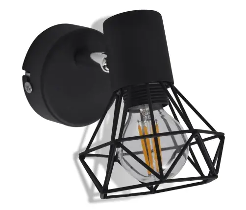 Sienas Lampas, 2 Gab., Led Spuldzes Ģeometriskos Ietvaros, Melnas